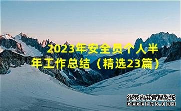 '2023年安全員個人半年工作總結(jié)（精選23篇）'